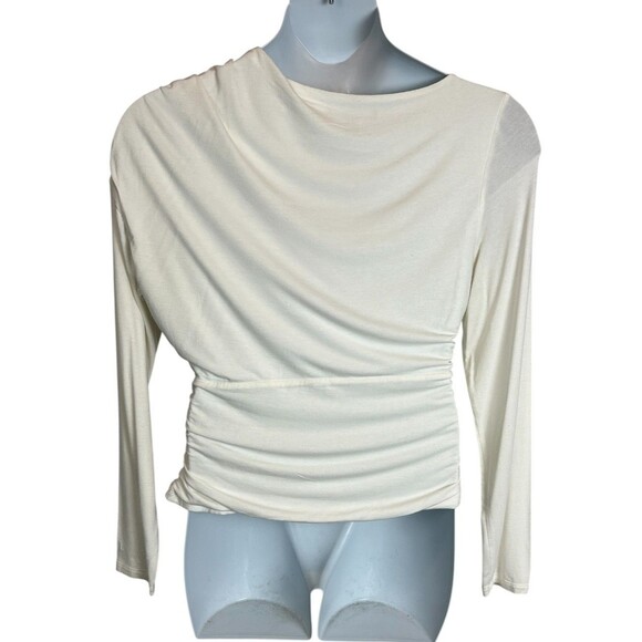 Banana Republic Factory Women's Asymmetrical Neck Knit Top  Size L  Ivory Cream - Picture 3 of 8